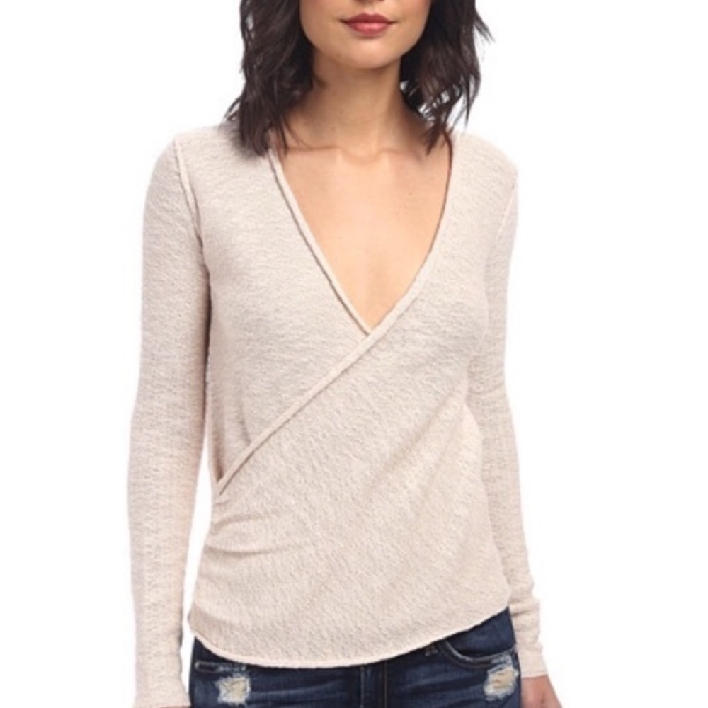 Free People Gotham surplice wrap long sleeve shirt size XS